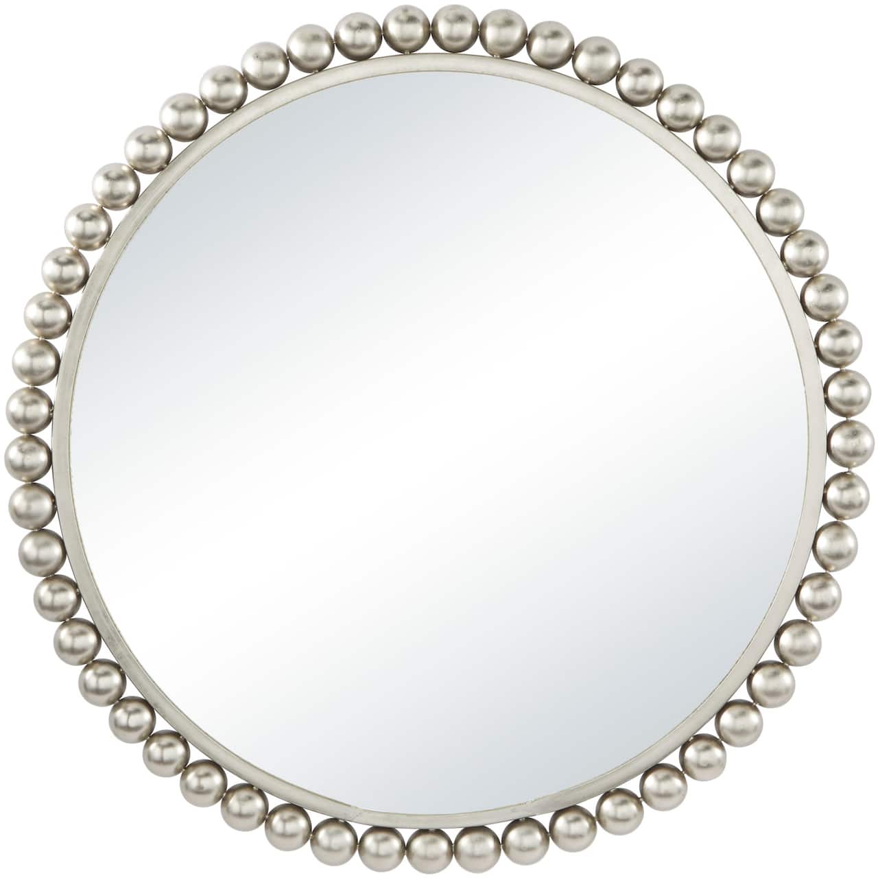 CosmoLiving by Cosmopolitan Silver Metal Wall Mirror with Bead Detailing 36" x 1" x 36"